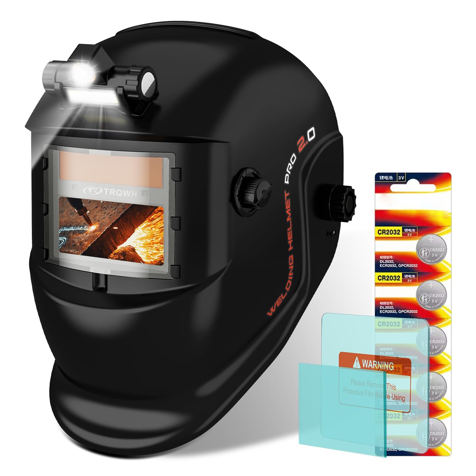 Auto Darkening Welding Helmet with Light, True Color Solar Powered, Shade 4/9-13