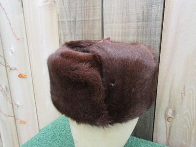 Vintage Russian Brown Fur Ushanka Trapper Hat Squirrel Logo  display picture 3
