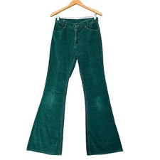 VTG 70s Levis Corduroy Flare Jeans Womens sz 28 8 Green Flares Boho Western