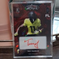 Wild Card American Metallix 2023 Troy Franklin Denver Rookie 1/1 Auto WMMF-TFA. rookie card picture