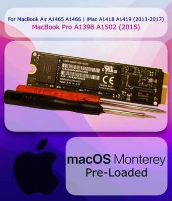 2015 MacBook Pro 128GB Solid State Drive A1502 A1398 - macOS Monterey Preloaded