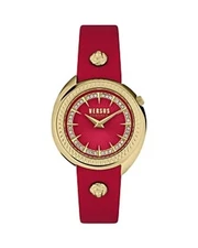 Versus Versace Women's Tortona Crystal Red Leather Watch, 38mm