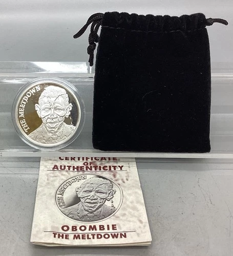 2008 1 Oz Silver The Obombie Barack Obama Proof Round The Meltdown W/ CoA