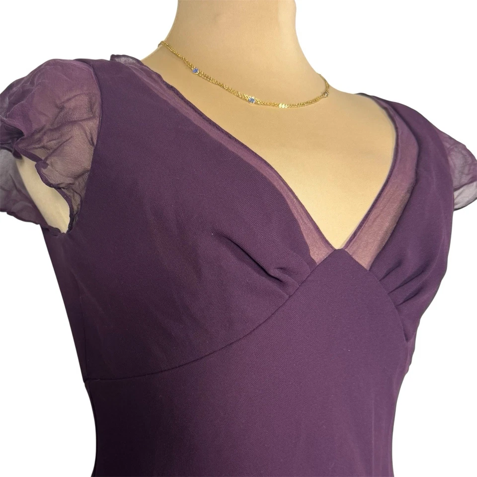 Vtg 90s Jones New York Women's Purple Dress Chiffon Flutter Sleeves Petite 10P - Image 3 of 4