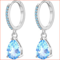 Ohrringe Silber 925 HäNgend Creolen Zirkonia Wassertropfen Schmuck Damen