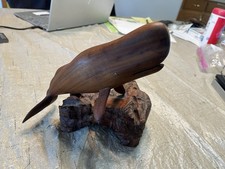 Stunning Wooden Whale Sculpture On Wooden Base 10 Inches