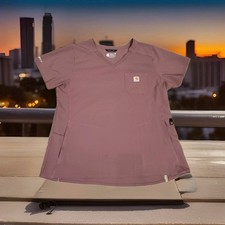 Carhartt Force C12610 Women's L Modern Fit Scrub Top Chest Hand Pockets Amethyst