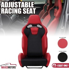 1pc Universal Reclinable Racing Seat Red Pu Leather Black Suede Fabric Wslider