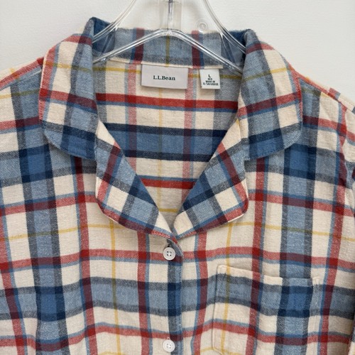 LL Bean Women's Scotch Plaid Flannel Pajama Set Freeport Cream Size Large - Picture 9 of 9