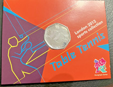 London 2012 Royal Mint Olympic TABLE TENNIS 50p coin ON CARD BUNC