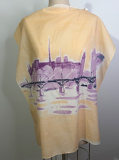 Paris Scene Hand Painted Scarf 1981 Signed Artist- Hard To Decipher- Rayon