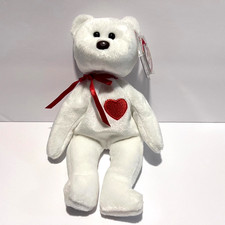 TY Beanie Baby Valentino White Teddy Bear Valentine's Day