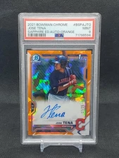 Jose Tena 1st AUTO 2021 Bowman Chrome #BSPA-JTO SAPPHIRE Ed. Auto-orange /25