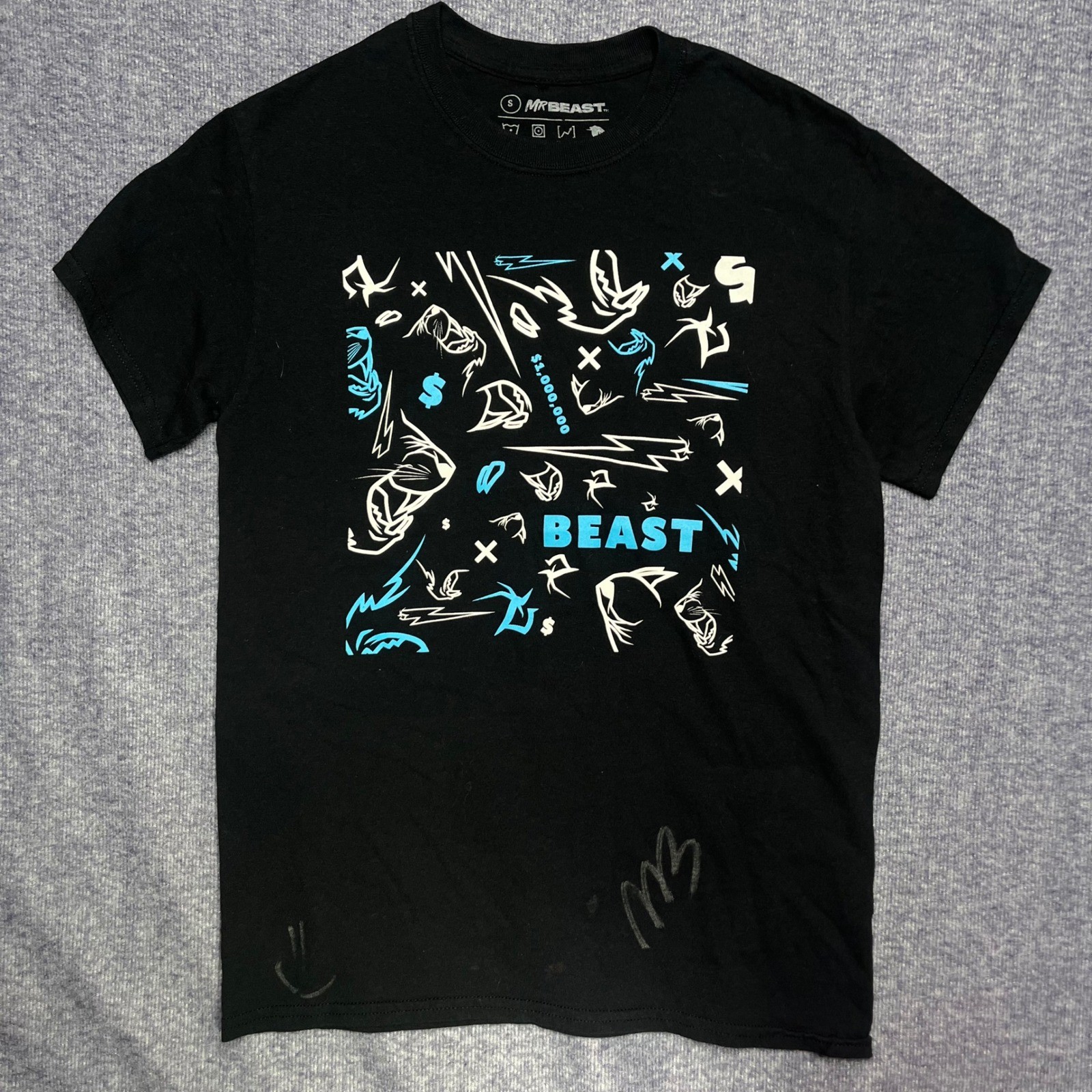 MrBeast Graphic Print Black Short Sleeve T-Shirt Women's Size Small
