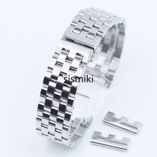 Curved Polished Stainless Steel Link Clasp Watch Band Strap Bracelet 12-22MM