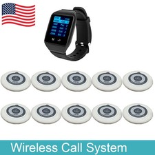Restaurant Wireless Waiter Pager System 1Receiver 10One-Button Service Call Bell