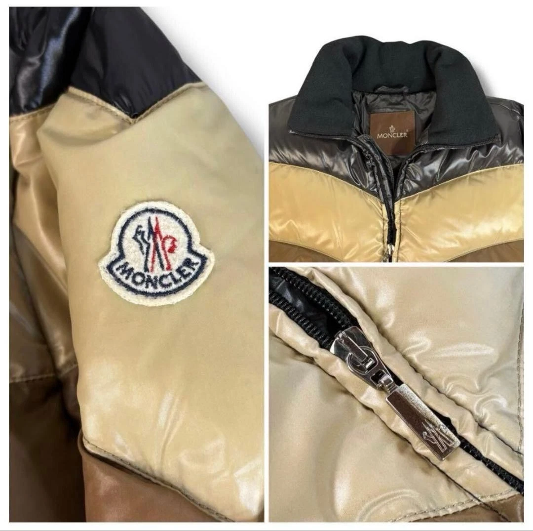 MONCLER CHINE Down Jacket Black Beige Brown Tag 2 M Men's Japan - product detail image 8