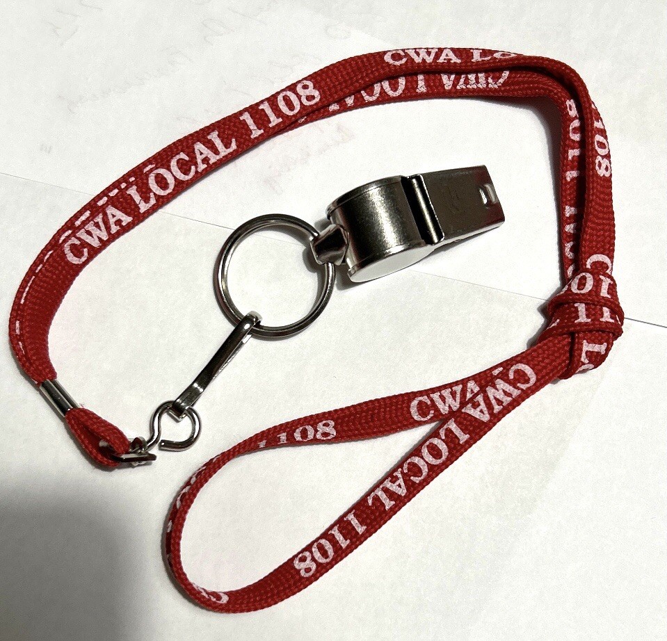 CUSTOM/PROMOTIONAL REFEREE COACH WHISTLE NYNEX VERIZON CWA LOCAL 1108 UNION LOGO