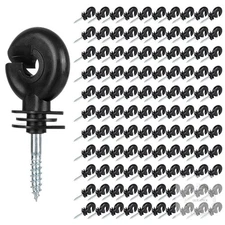 100PCS Electric Fence Insulator Electric Fence Post Screw-in Insulator Black Rin