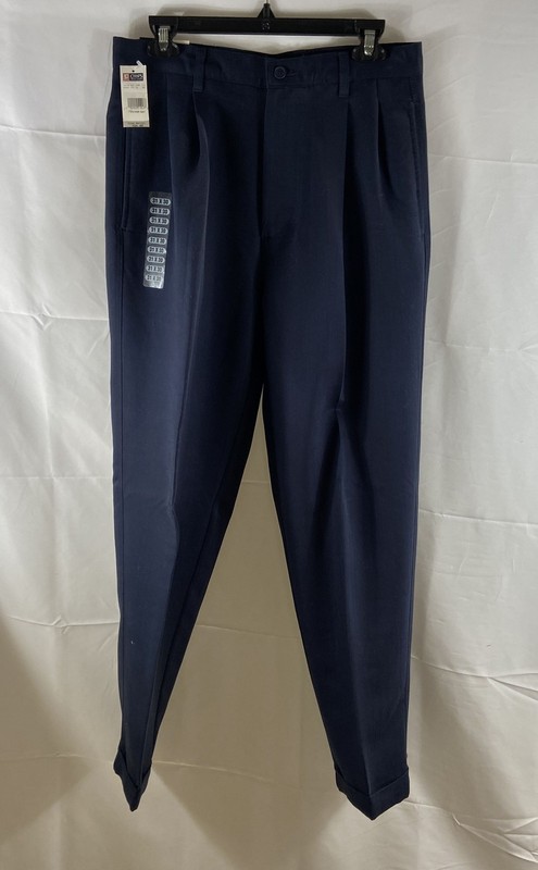 Chaps Ralph Lauren Men's Blue Micro Sueded Pleated Dress Pants NWT 31x30