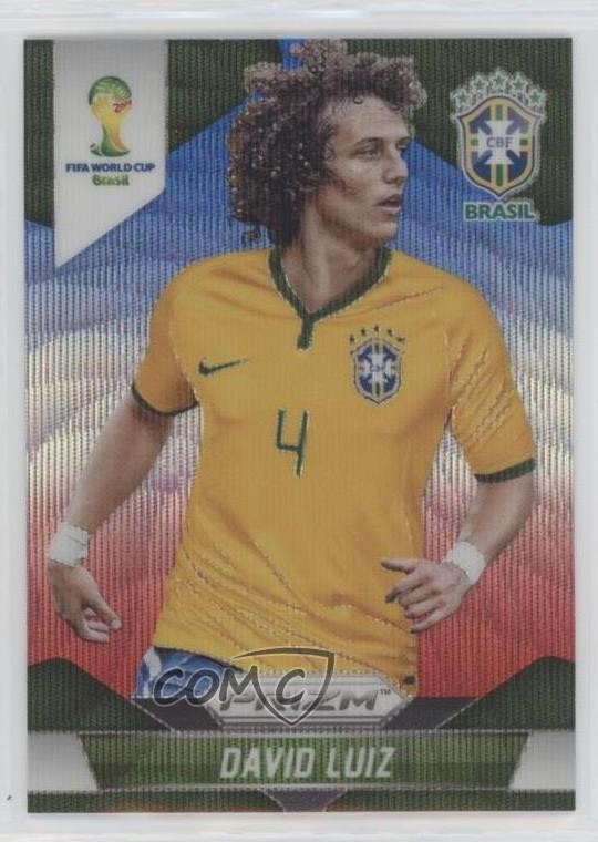 2014 Panini Prizm World Cup Blue & Red Wave Prizm David Luiz #106 0m1