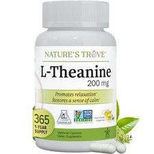 Nature's Trove L-Theanine 200mg Super Value Size 365 Vegetarian Capsules