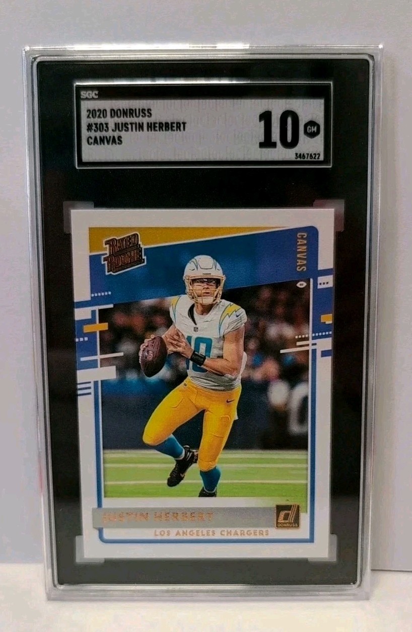 Justin Herbert 2020 Donruss Canvas 303 SGC 10 Los Angeles Chargers