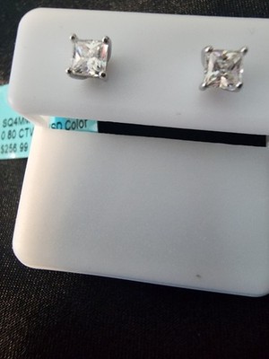 4mm asher cut moissinate sterling silver stud earrings .8ctw each