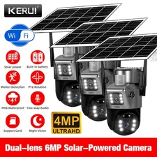 Solar Battery Powered Wireless WiFi Outdoor Pan/Tilt Home Security Camera System