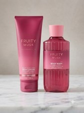 Bath Body Works Fruity Musk 2 Piece Gift Set Ultimate Body Cream Shower Wash