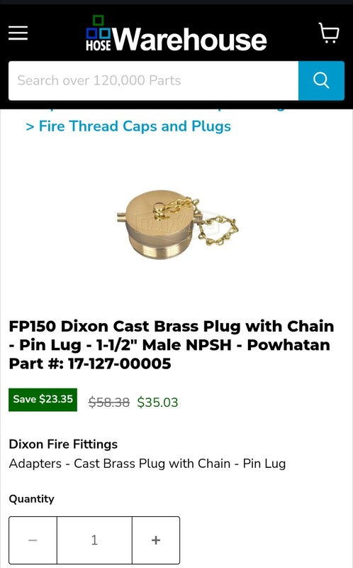 FP150 Dixon Cast Brass Plus with chain - Pin Plug 1-1/2" male NPSH (Box of 15)