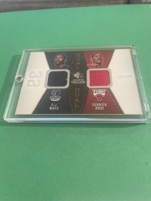 2008 SP ROOKIE THREADS DERRICK ROSE / O.J. MAYO #RTD-MR DUAL PATCH BULLS BJ1