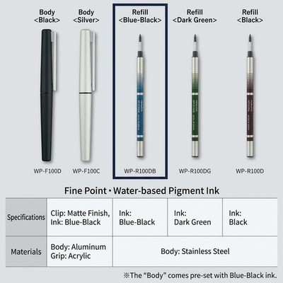KOKUYO WP Fine Writer Tip Pen Refill WP-R100DB Blue Black JAPAN NEW