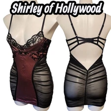 Shirley Of Hollywood Super Sexy Negligee Size Medium Sheer Runched Black