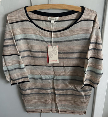 Ladies Monsoon Size Small Multicoloured Lightweight 3/4 Sleeved Jumper New
