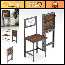 Set of 2 Rustic Wood Seat Folding Chairs, Metal Frame, Space-Saving, No Assembly