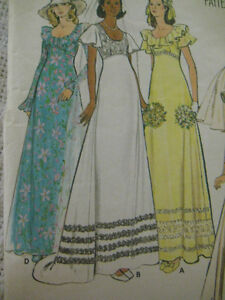  Vintage  70 s Butterick 3491 BRIDAL  WEDDING  GOWN  DRESS  