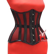 UnterbrustKorsett corsage Schwarz lack Netz Black PVC Underbust Mesh Corsets 69