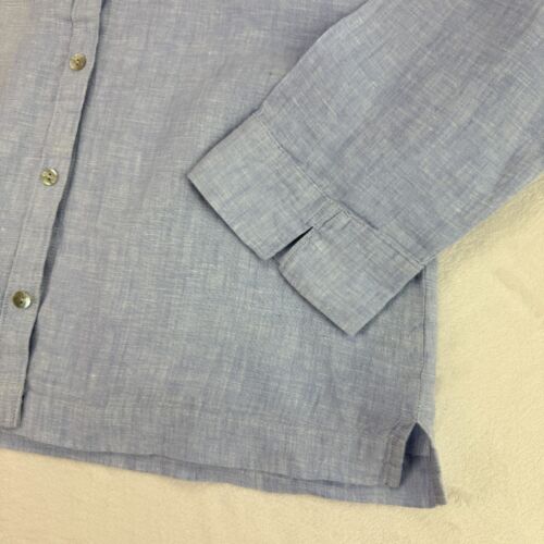 Sigrid Olsen NWT Blue Linen Boxy Fit Crop Button Up Top Shirt Sz L Beachy Preppy - Picture 12 of 16