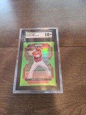 Nice 2022 Panini Prizm Mike Trout Lime Green Prizm #36/125 Made. SGC 10 GM