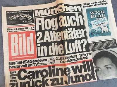 BILD Zeitung Du 09.05.1980 - Mai 1980 - Anniversaire 40-44 Ans - Original