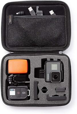 Basics Small Carrying Case for GoPro And Accessories - 9 x 7 x 2.5 Inches, Black