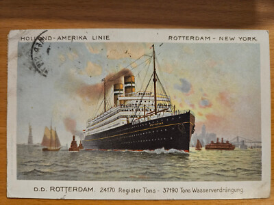 alte Postkarte - 1921 - Holland-Amerika Line - Rotterdam-New York