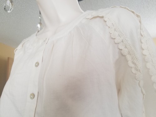 J Jill peasant cream barley cotton blouse size extra small petite new with tags - Picture 11 of 13