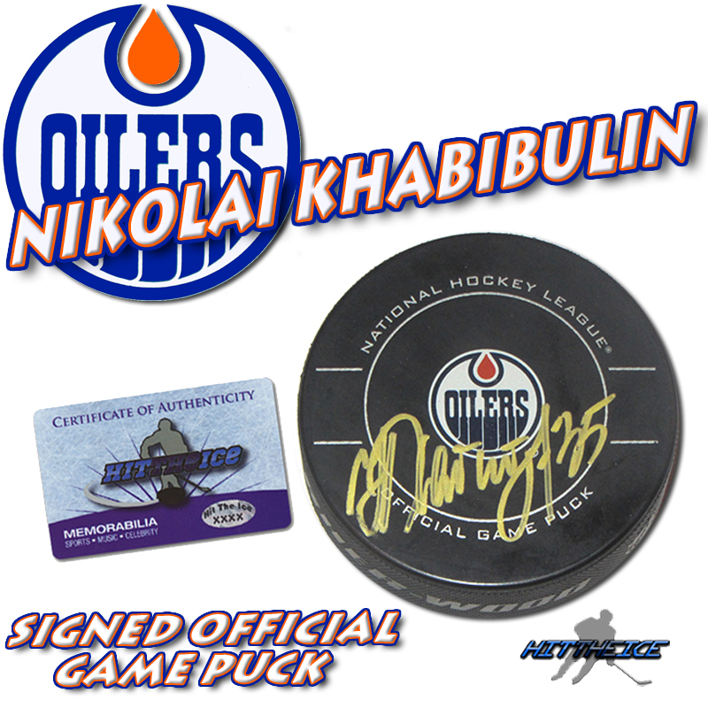 NIKOLAI KHABIBULIN Signed EDMONTON OILERS OFFICIAL GAME Puck - w/COA | eBay