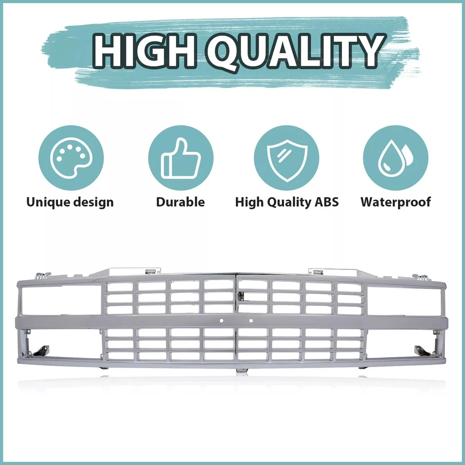 HECASA Chrome Grille For 1988-1993 Chevy Chevrolet C K 1500 2500 3500 Silverado Foto 3 de 4