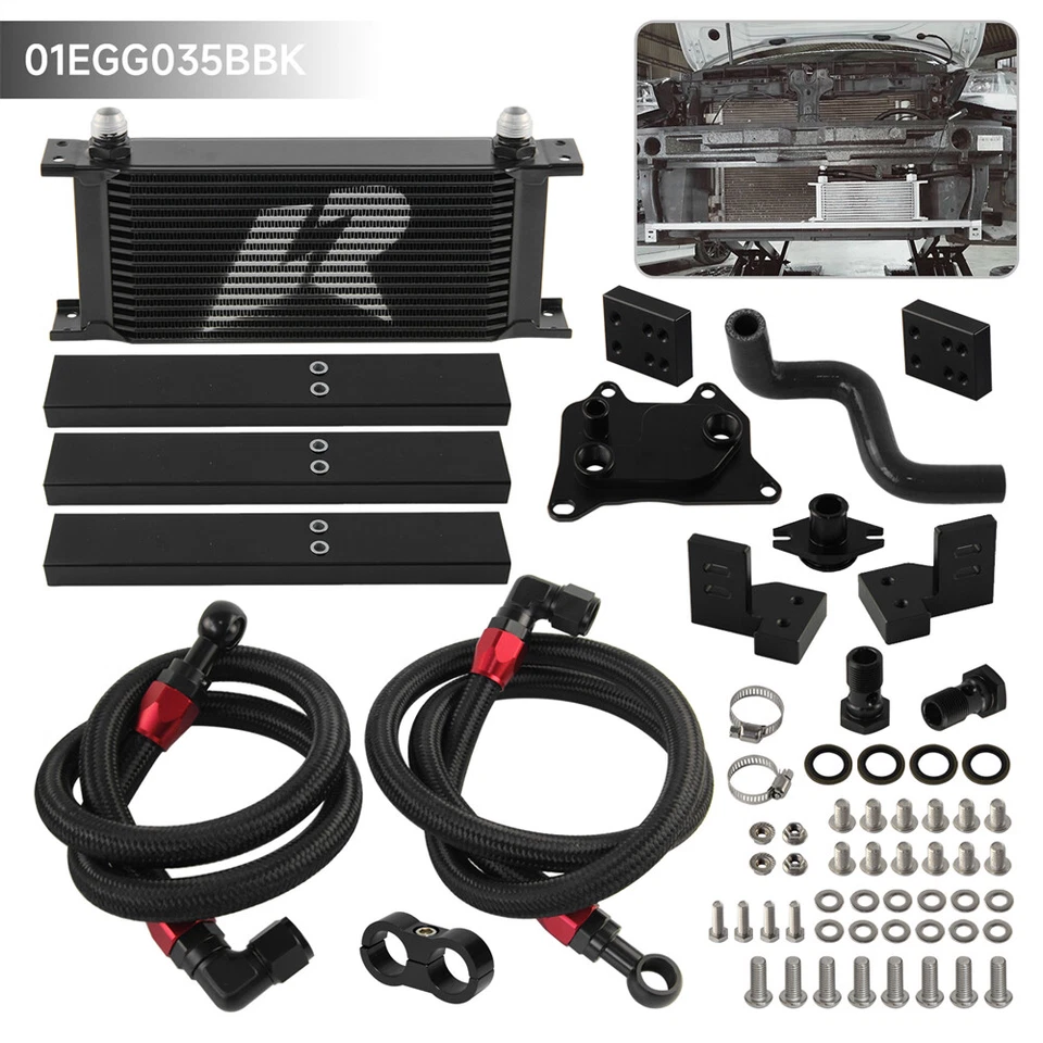 16 Row AN10 Oil Cooler Kit For VW Golf MK7 GTI Tiguan Audi A3 S3 8V Skoda EA888 - Imagem 2 de 4