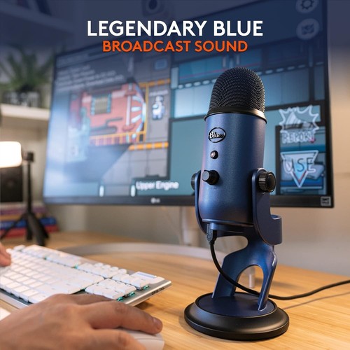 Logitech Blue Yeti USB Streaming Gaming Podcast PC Microphone - Blue - Picture 5 of 11