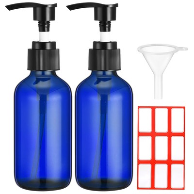 Fumete 2 Pack Glass Bottles 4oz Empty Bottle Refillable Liquid Containers wit...