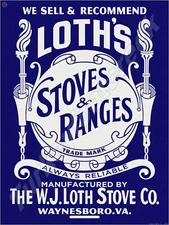 Loth's Stoves And Ranges 9" x 12" Metal Sign